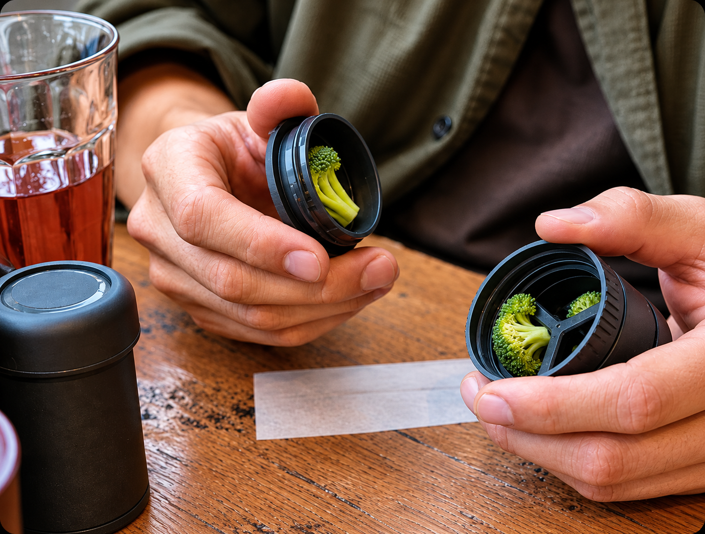 MaryMILL grinder being used with fresh broccoli