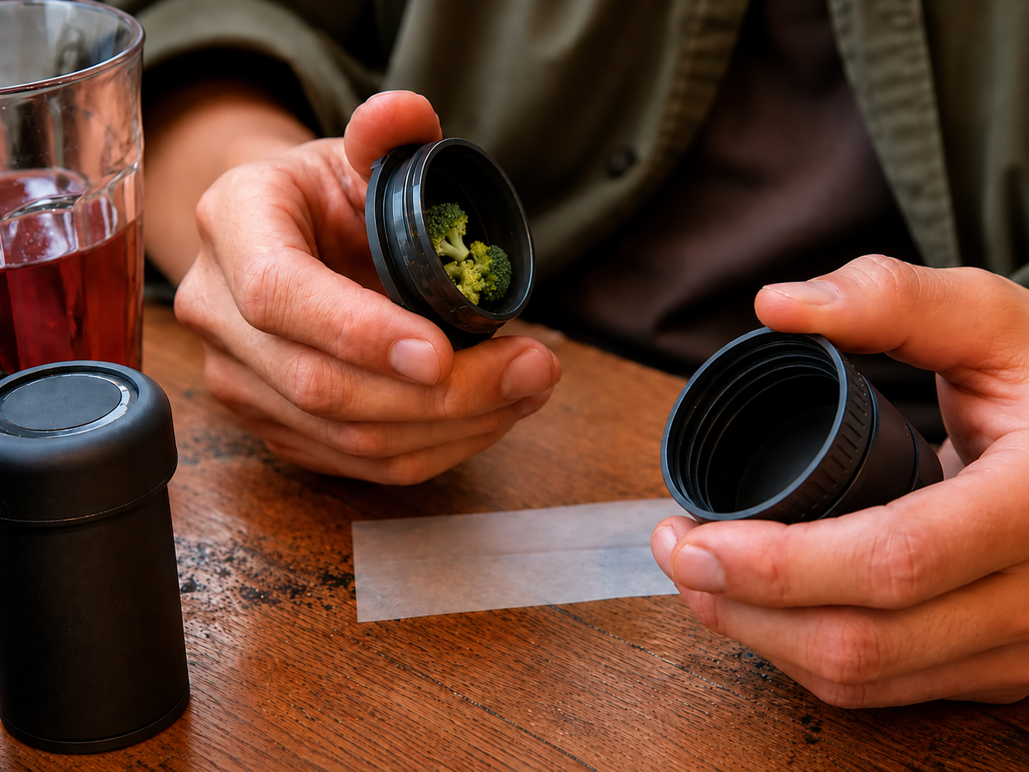 MaryMILL grinder being used with fresh broccoli