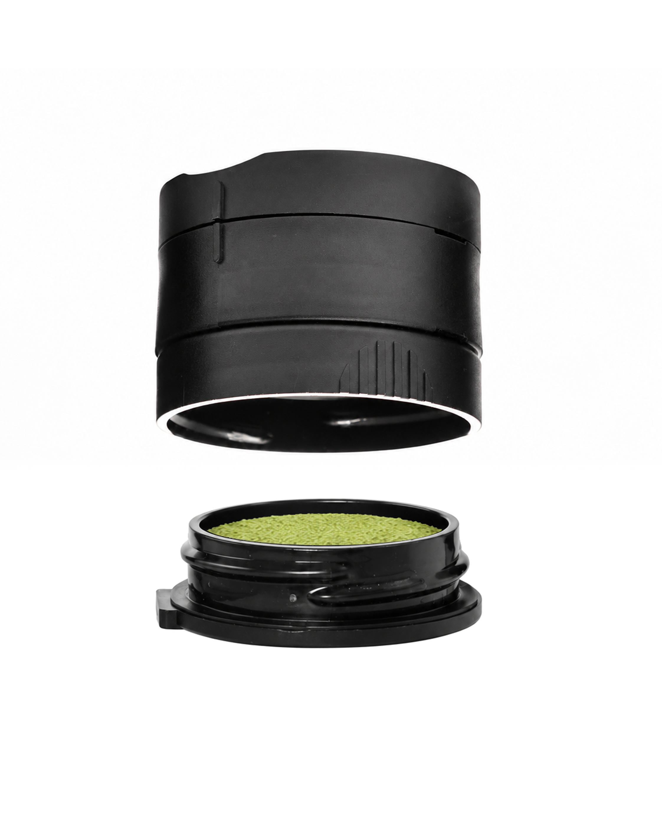 MaryMILL grinder parts showing lid access and direct bottom dispensing